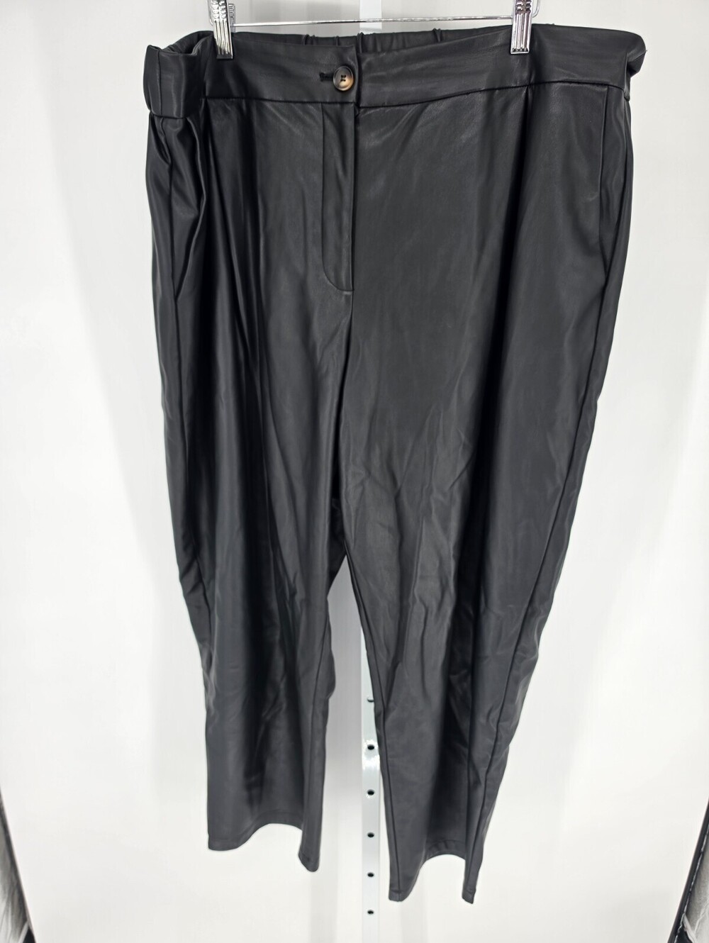 The Drop Womens Sz 2X Pull On Straight Leg Faux Leather Pants Black